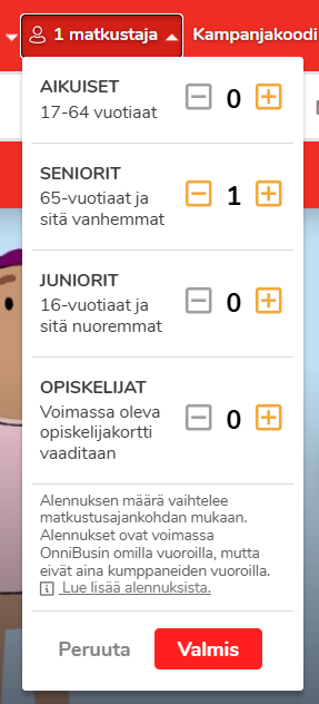 Valitse seniorimatkustajat