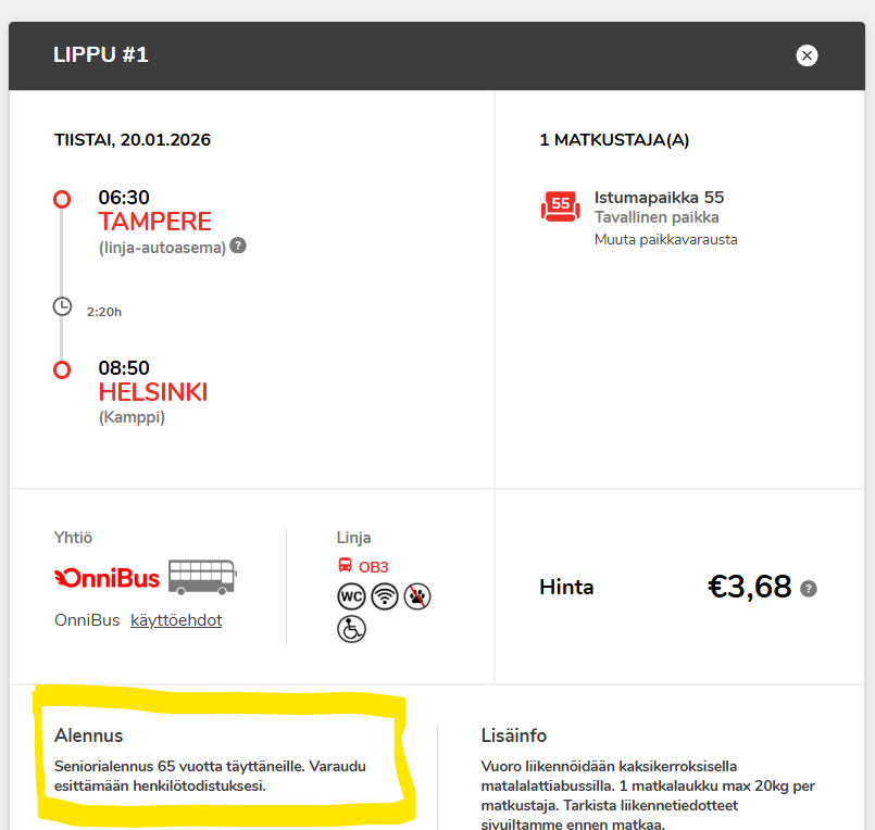 Tarkista alennusryhmä